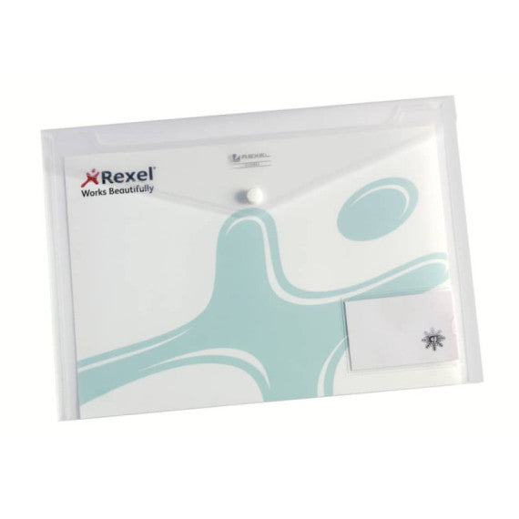 Buste trasparenti con bottone Rexel Ice porta biglietti da visita A4 trasparente conf. da 5 pezzi - 2101663