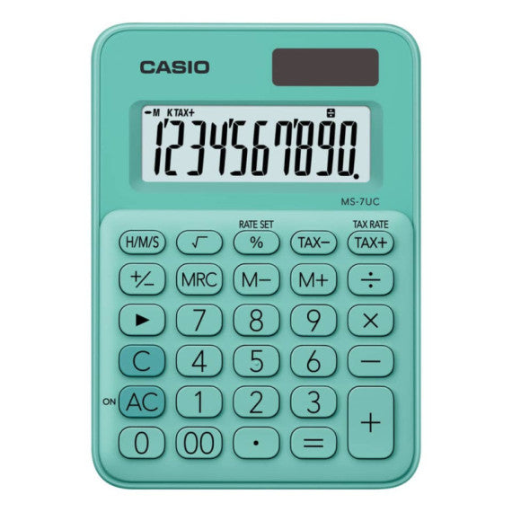 Calcolatrice da tavolo CASIO 10 cifre solare batteria - verde MS-7UC-GN-W-EC