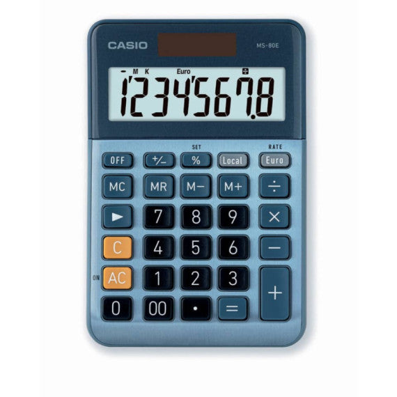Calcolatrice da tavolo Casio MS-80E-W-EP - grigio - solare e batteria display 8 cifre - MS-80E-W-EP