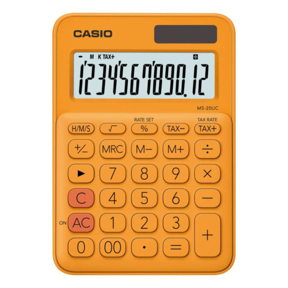 Calcolatrice da tavolo CASIO solare o batteria - 12 cifre - Arancio MS-20UC-RG-W-EC