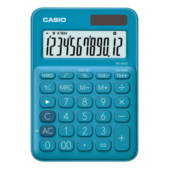 Calcolatrice da tavolo CASIO solare o batteria - 12 cifre - azzurro MS-20UC-BU-W-EC
