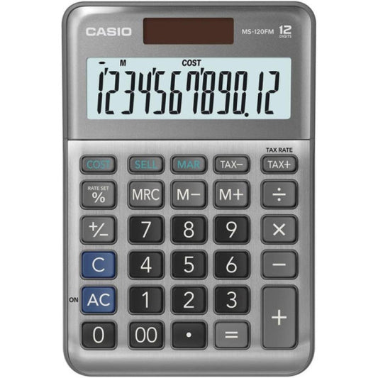 Calcolatrice da tavolo CASIO solare o batteria argento - display 12 cifre MS-120FM-WA-EP