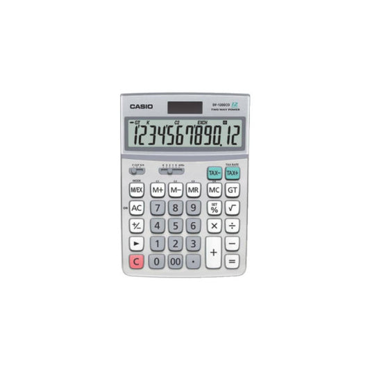 Calcolatrice da tavolo Casio solare o batteria - display 12 cifre - grigio DF-120ECO-W-EP