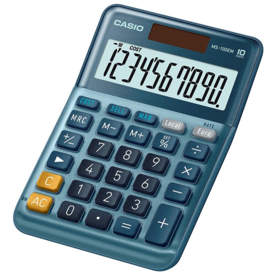 Calcolatrice da tavolo MS-100EM - 10 cifre - blu - Casio