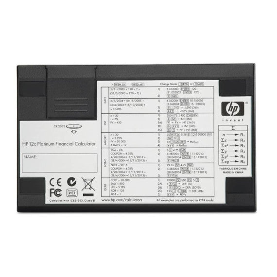 Calcolatrice finanziaria HP 12C Platinum con display LCD da 12 caratteri regolabile nero/argento HP-12C PLAT/UUZ