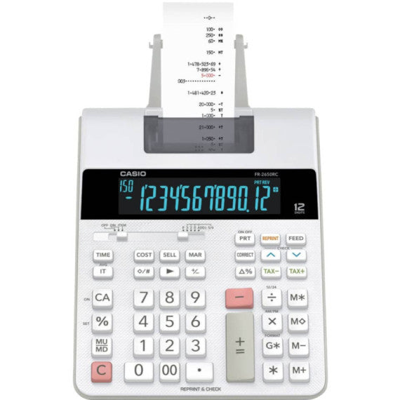Calcolatrice scrivente Casio semi-professionale con alimentazione AC bianco - FR-2650RC-W-EC