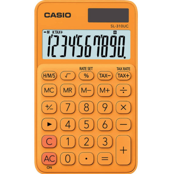 Calcolatrice tascabile CASIO 10 cifre - solare e batteria Arancio - SL-310UC-RG-W-EC