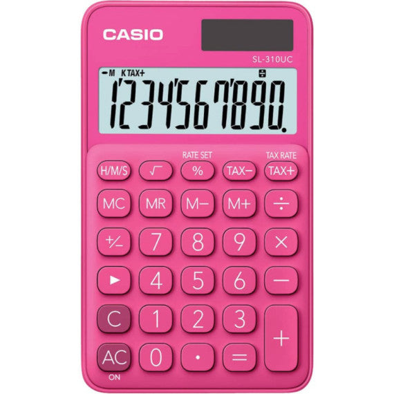 Calcolatrice tascabile CASIO 10 cifre - solare e batteria Rosso - SL-310UC-RD-W-EC