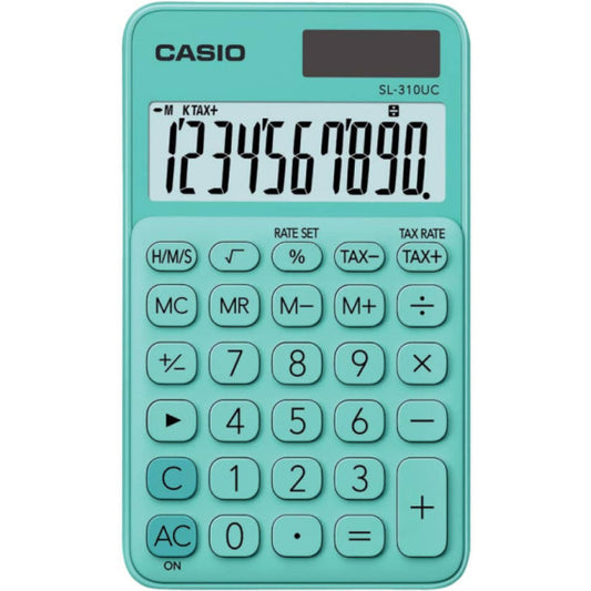 Calcolatrice tascabile CASIO 10 cifre - solare e batteria Verde - SL-310UC-GN-W-EC