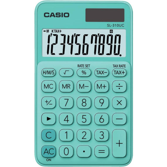 Calcolatrice tascabile CASIO 10 cifre - solare e batteria Verde - SL-310UC-GN-W-EC