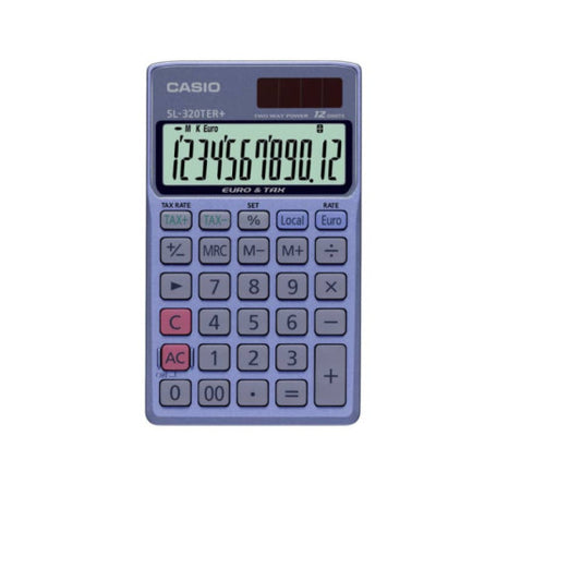 Calcolatrice tascabile CASIO 12 cifre - solare e batteria Blu Scuro - SL-320TER+-WA-EP