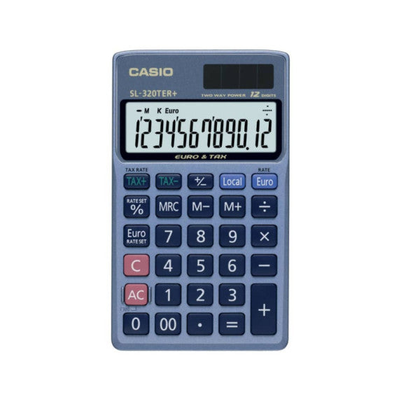 Calcolatrice tascabile CASIO 12 cifre - solare e batteria Blu Scuro - SL-320TER+-WA-EP