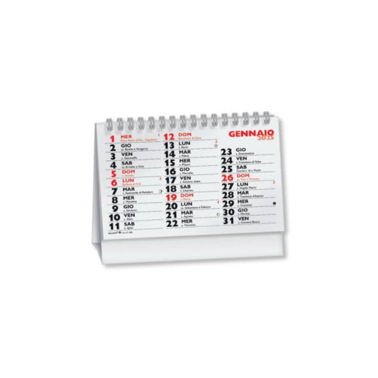 Calendario da Tavolo 2025 wire-o (13 fogli) 14,4x10,2 cm rosso/nero 25-CT400
