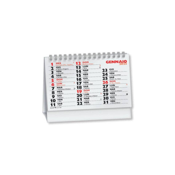 Calendario da Tavolo 2025 wire-o (13 fogli) 14,4x10,2 cm rosso/nero 25-CT400