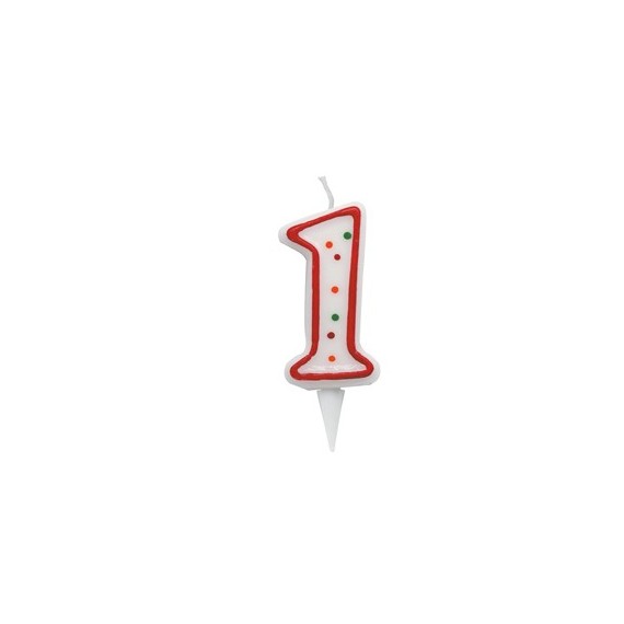 Candelina Zuccherino - numero 1 - H 8.5 cm - Big  party