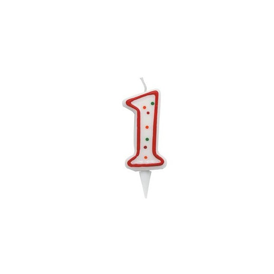 Candelina Zuccherino - numero 1 - H 8.5 cm - Big  party