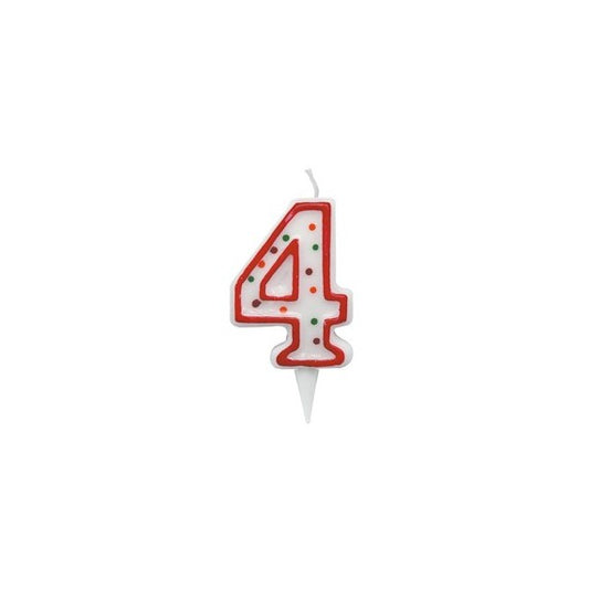 Candelina Zuccherino - numero 4 - H 8.5 cm - Big  party
