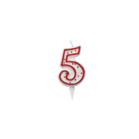 Candelina Zuccherino - numero 5 - H 8.5 cm - Big  party