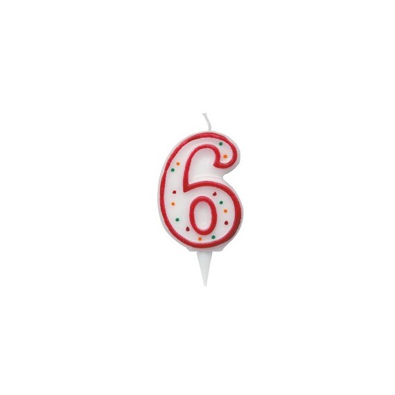 Candelina Zuccherino - numero 6 - H 8.5 cm - Big  party