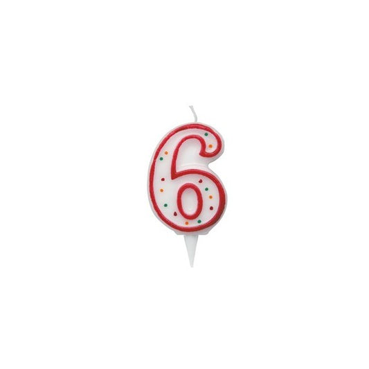 Candelina Zuccherino - numero 6 - H 8.5 cm - Big  party