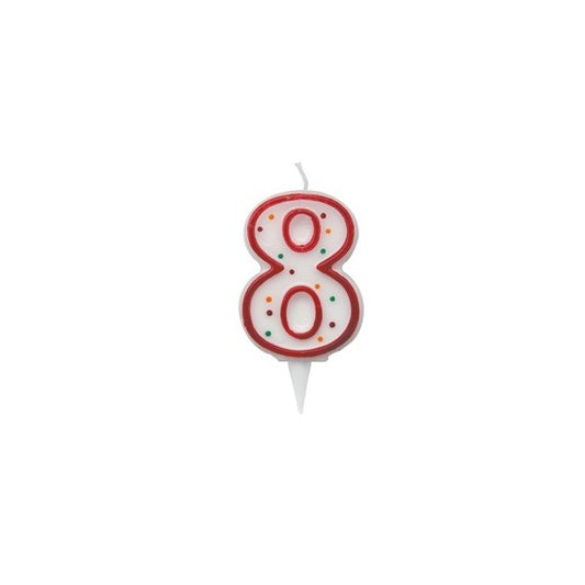 Candelina Zuccherino - numero 8 -  H 8.5 cm - Big  party