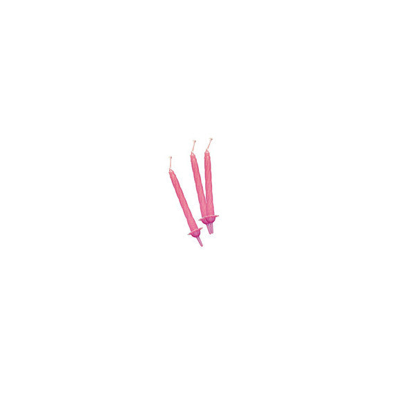 Candeline con supporto - H 8 cm - rosa - Big Party - conf. 12 pezzi