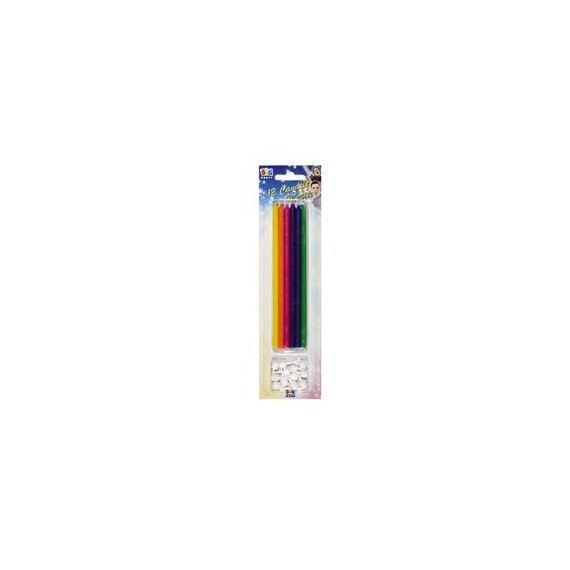 Candeline matite - 15 cm - colori assortiti - Big Party - conf.12 pezzi