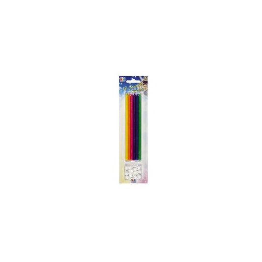 Candeline matite - 15 cm - colori assortiti - Big Party - conf.12 pezzi