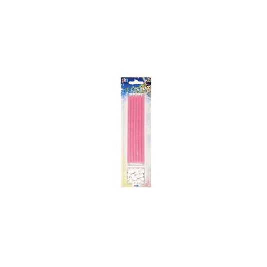 Candeline matite - 15 cm - rosa - Big Party - conf.12 pezzi