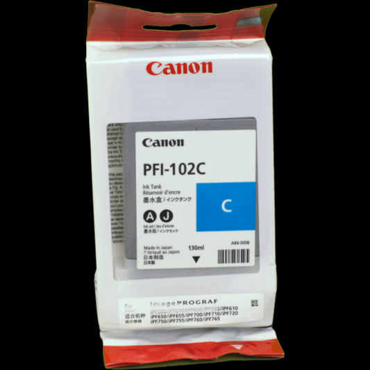 CANON PFI-102C CIANO  0896B001 CARTUCCIA ORIGINALE PER CANON IPF500 IPF600 IPF700 LP17 LP24 PFI102C CAPACITA' 130ML