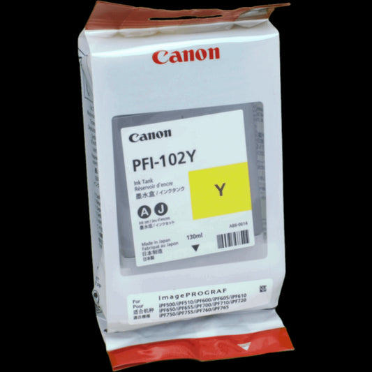 CANON PFI-102Y GIALLA 0898B001 CARTUCCIA ORIGINALE PER CANON IPF500 IPF600 IPF700 LP17 LP24 PFI102Y CAPACITA' 130ML