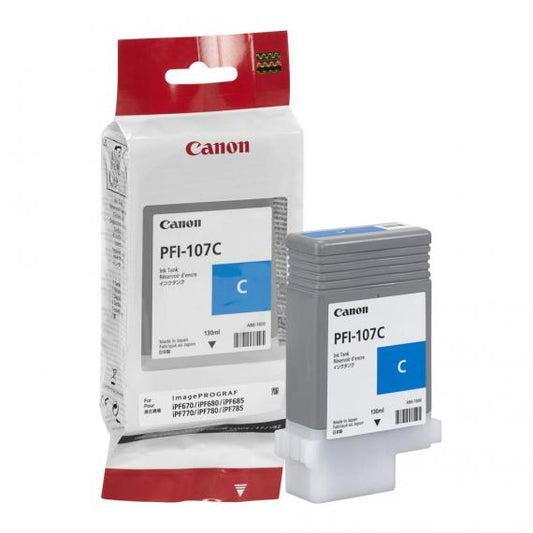 CANON PFI-107C CIANO ORIGINALE PER CANON IPF 670 IPF 680 IPF 685 IPF 770 IPF 780 IPF 785 PFI107 6706B001 130ml