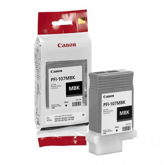 CANON PFI-107MBK NERO OPACO ORIGINALE PER CANON IPF 670 IPF 680 IPF 685 IPF 770 IPF 780 IPF 785 PFI107 6704B001 130ml