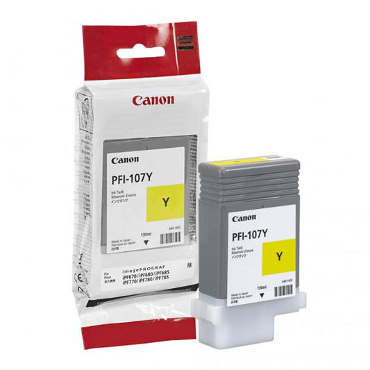 CANON PFI-107Y GIALLA ORIGINALE PER CANON IPF 670 IPF 680 IPF 685 IPF 770 IPF 780 IPF 785 PFI107 6708B001 130ml