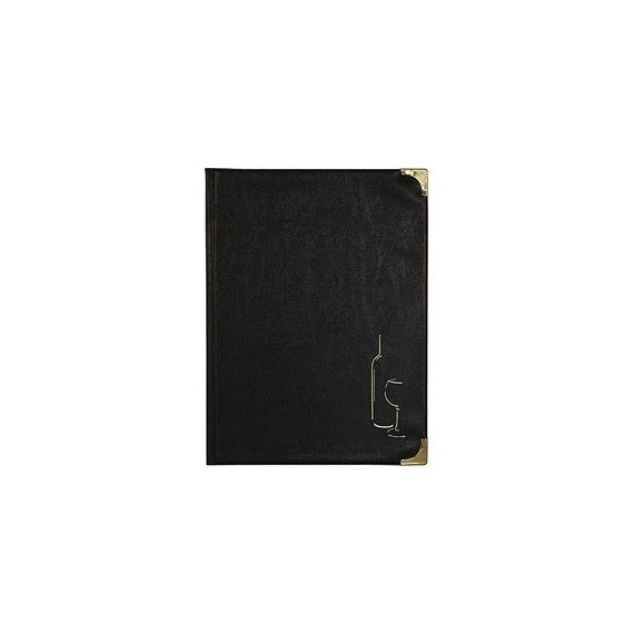 Carta dei vini Basic - A4 - 31,5 x 24 cm - PVC - nero - 4+2 buste fisse incluse - Securit
