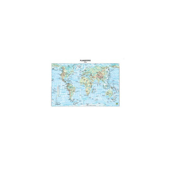 Carta geografica Mondo - scolastica - plastificata - 29,7 x 42 cm - Belletti