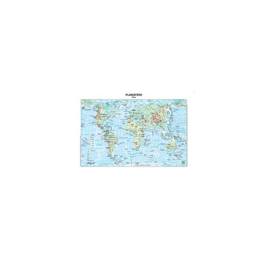 Carta geografica Mondo - scolastica - plastificata - 29,7 x 42 cm - Belletti