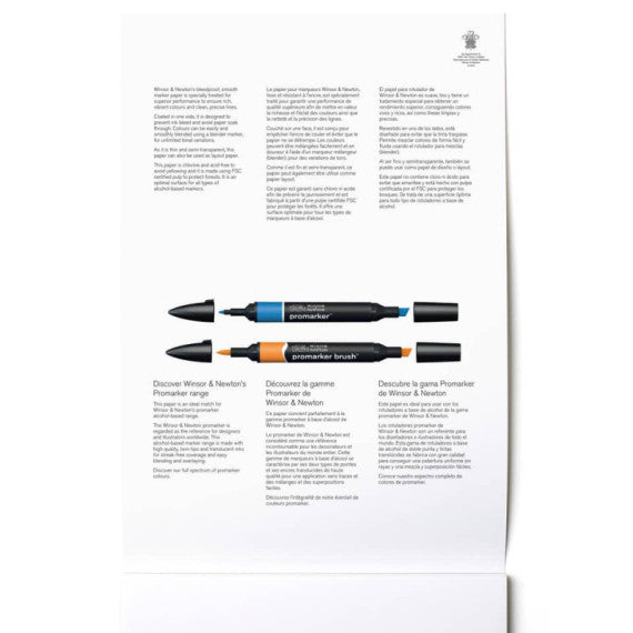 Carta in blocco per marker Winsor&Newton formato A4 75 gr - 50 fogli - 6002008