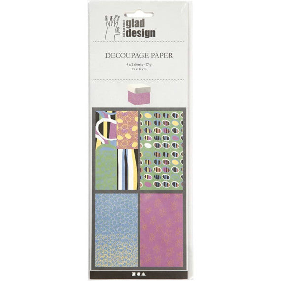 Carta per decoupage Creativ Company 25x35 cm 4x2 ff colori vivaci 254820