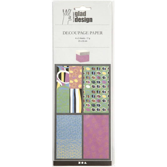 Carta per decoupage Creativ Company 25x35 cm 4x2 ff colori vivaci 254820