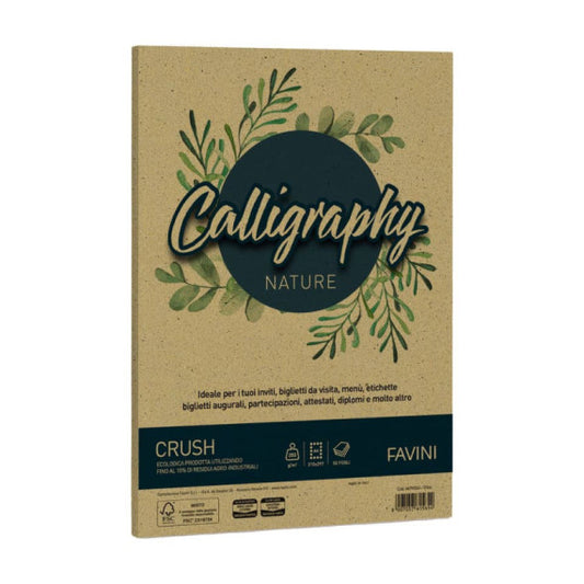 Carta pergamena Favini Calligraphy Crush 250 g/m² A4 conf. da 50 fogli fantasia oliva - A69N564