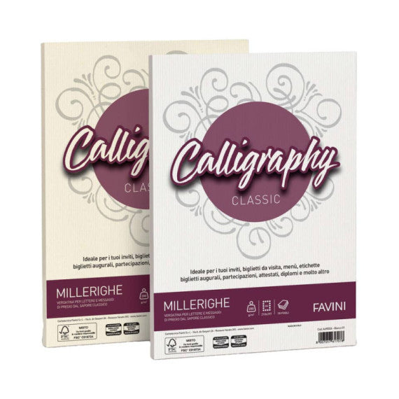 Carta pergamena Favini Calligraphy Millerighe liscia fondo rigato 100 g/m² A4 avorio 02 50 fogli - A69Q224