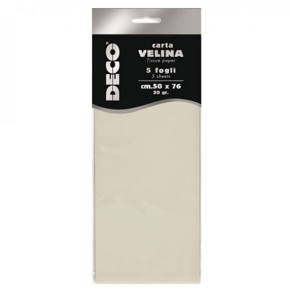 Carta velina - 20 gr - 50 x 76 cm - avorio - Deco - busta 5 fogli