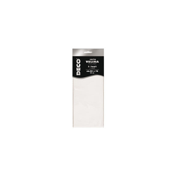 Carta velina - 20 gr - 50 x 76 cm - bianco - Deco - busta 5 fogli