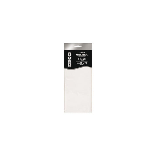 Carta velina - 20 gr - 50 x 76 cm - bianco - Deco - busta 5 fogli