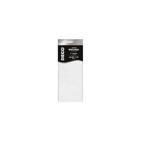 Carta velina - 20 gr - 50 x 76 cm - bianco perlescente - Deco - busta 5 fogli