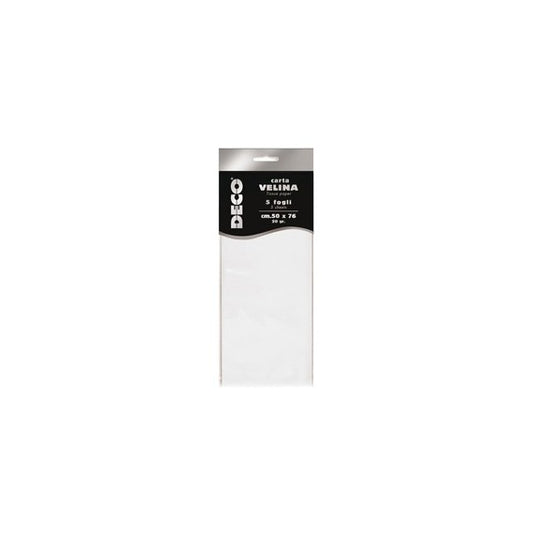 Carta velina - 20 gr - 50 x 76 cm - bianco perlescente - Deco - busta 5 fogli