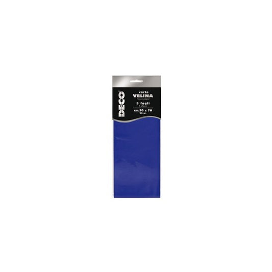 Carta velina - 20 gr - 50 x 76 cm - blu - Deco - busta 5 fogli