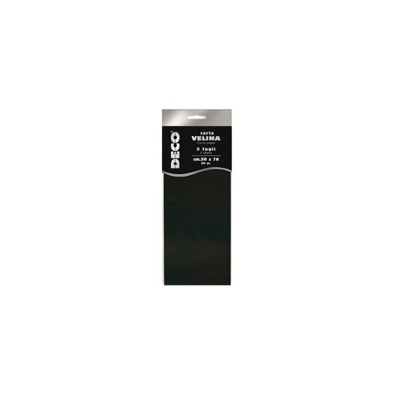 Carta velina - 20 gr - 50 x 76 cm - nero - Deco - busta 5 fogli