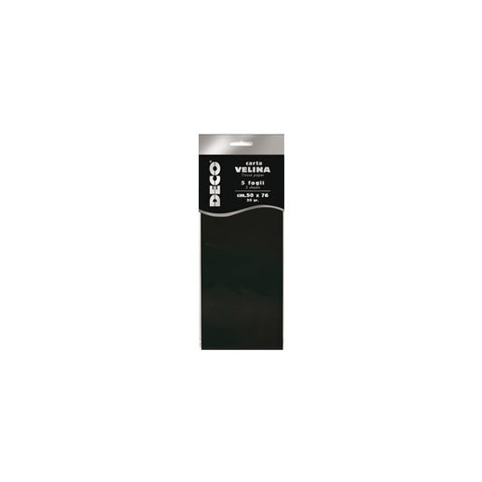 Carta velina - 20 gr - 50 x 76 cm - nero - Deco - busta 5 fogli